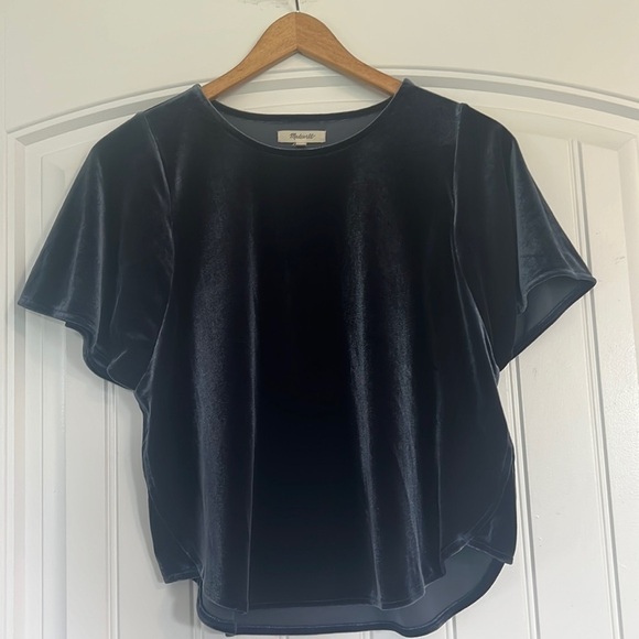 Madewell Velvet flutter sleeve Top XS - Picture 3 of 8